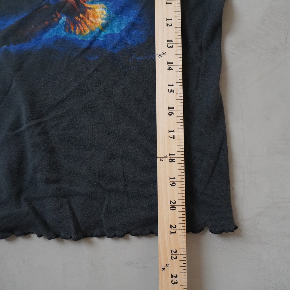 Vintage Harley Davidson Eagle Tank Top Medium Womens Black Lettuce Edge 90s Y2K - Picture 7 of 7